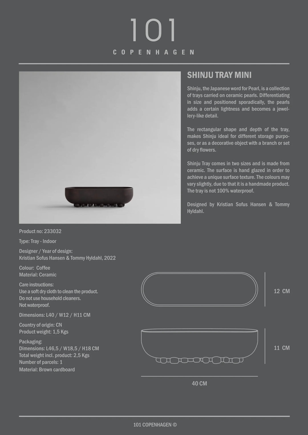 Shinju Tray, Mini - Coffee Decorative Tray 101 Copenhagen   
