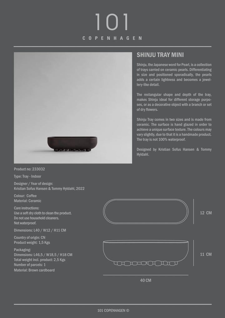 Shinju Tray, Mini - Coffee Decorative Tray 101 Copenhagen   