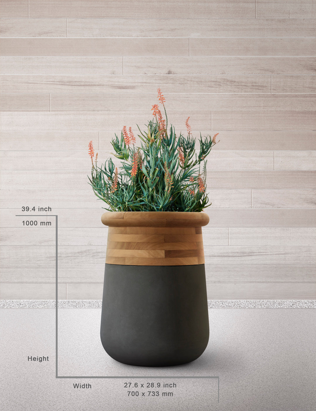 Soma Wood Planter – Medium Outdoor Planters Indigenus