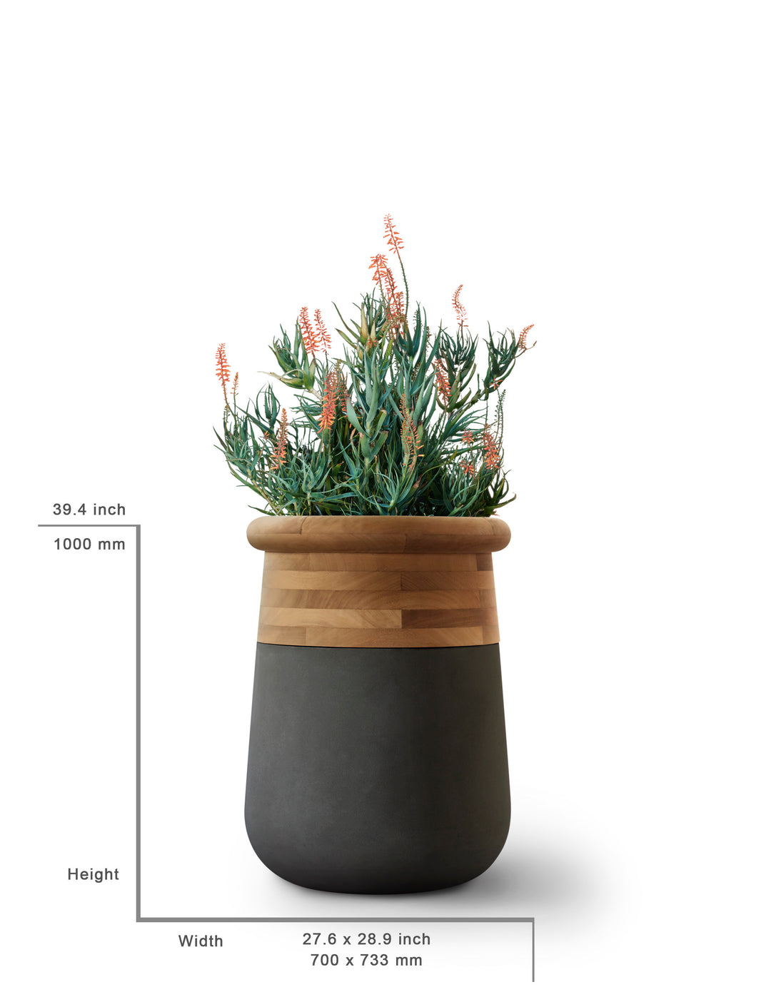 Soma Wood Planter – Medium Outdoor Planters Indigenus