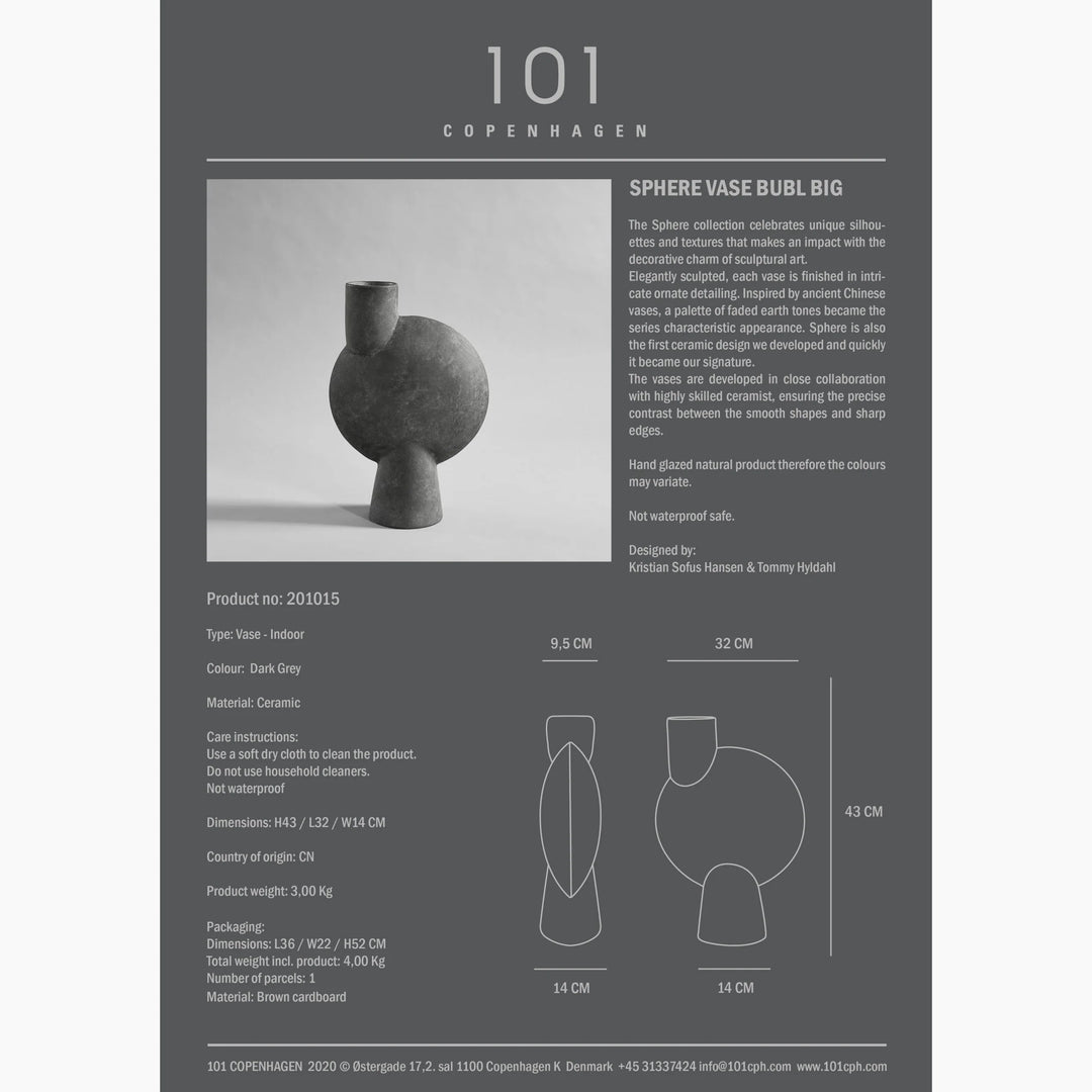 Sphere Vase Bubl - Big, Sphere Dark Grey Vases 101 Copenhagen   