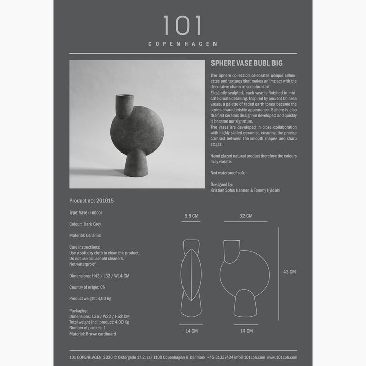 Sphere Vase Bubl - Big, Sphere Dark Grey Vases 101 Copenhagen   
