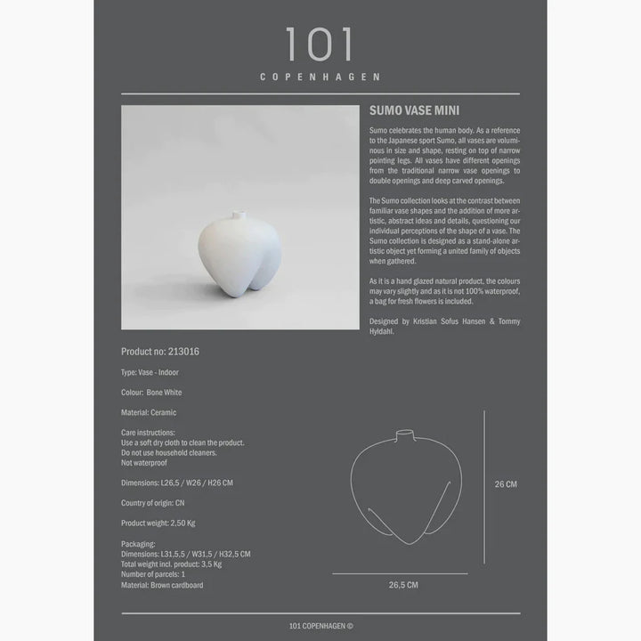 Sumo Vase, Mini - Bone White Vases 101 Copenhagen   