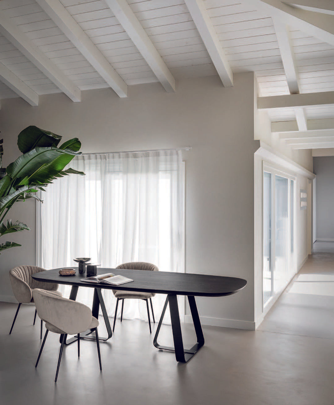 Sunshine Table With Wooden Elliptical top and Metal Base  Calligaris   