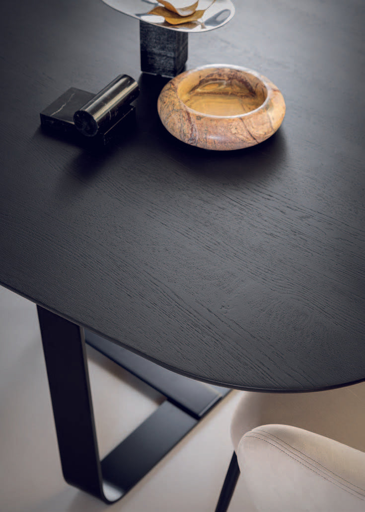 Sunshine Table With Wooden Elliptical top and Metal Base  Calligaris   