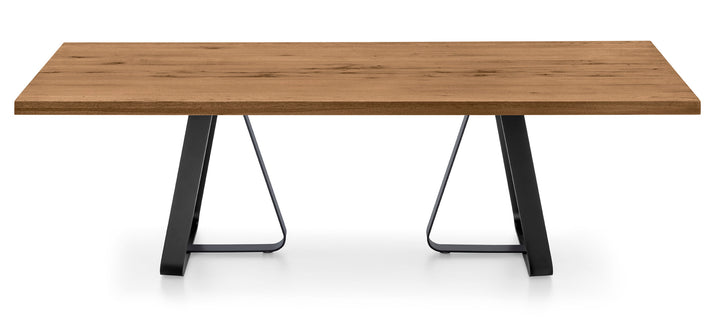 Sunshine Table with Rectangular Top and Metal Base  Calligaris 98 3/4"  x 43 3/8": Rectangular METAL: P15 MATT BLACK OAK P2GW: WILD NATURAL