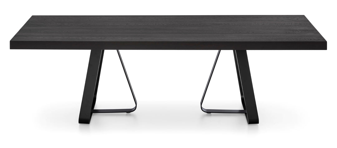 Sunshine Table with Rectangular Top and Metal Base  Calligaris 78 3/4" x 39 3/8": Rectangular METAL: P15 MATT BLACK OAK P2GW: WILD NATURAL