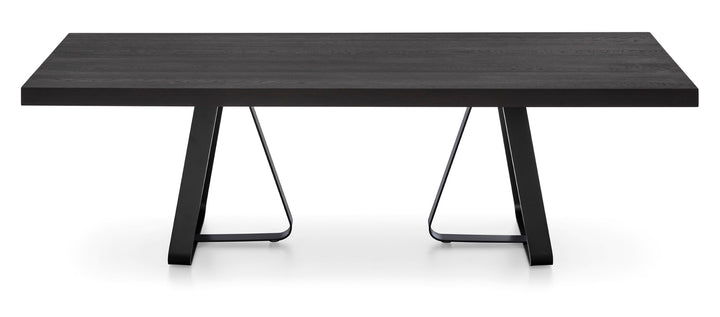 Sunshine Table with Rectangular Top and Metal Base  Calligaris 78 3/4" x 39 3/8": Rectangular METAL: P15 MATT BLACK OAK P2GW: WILD NATURAL