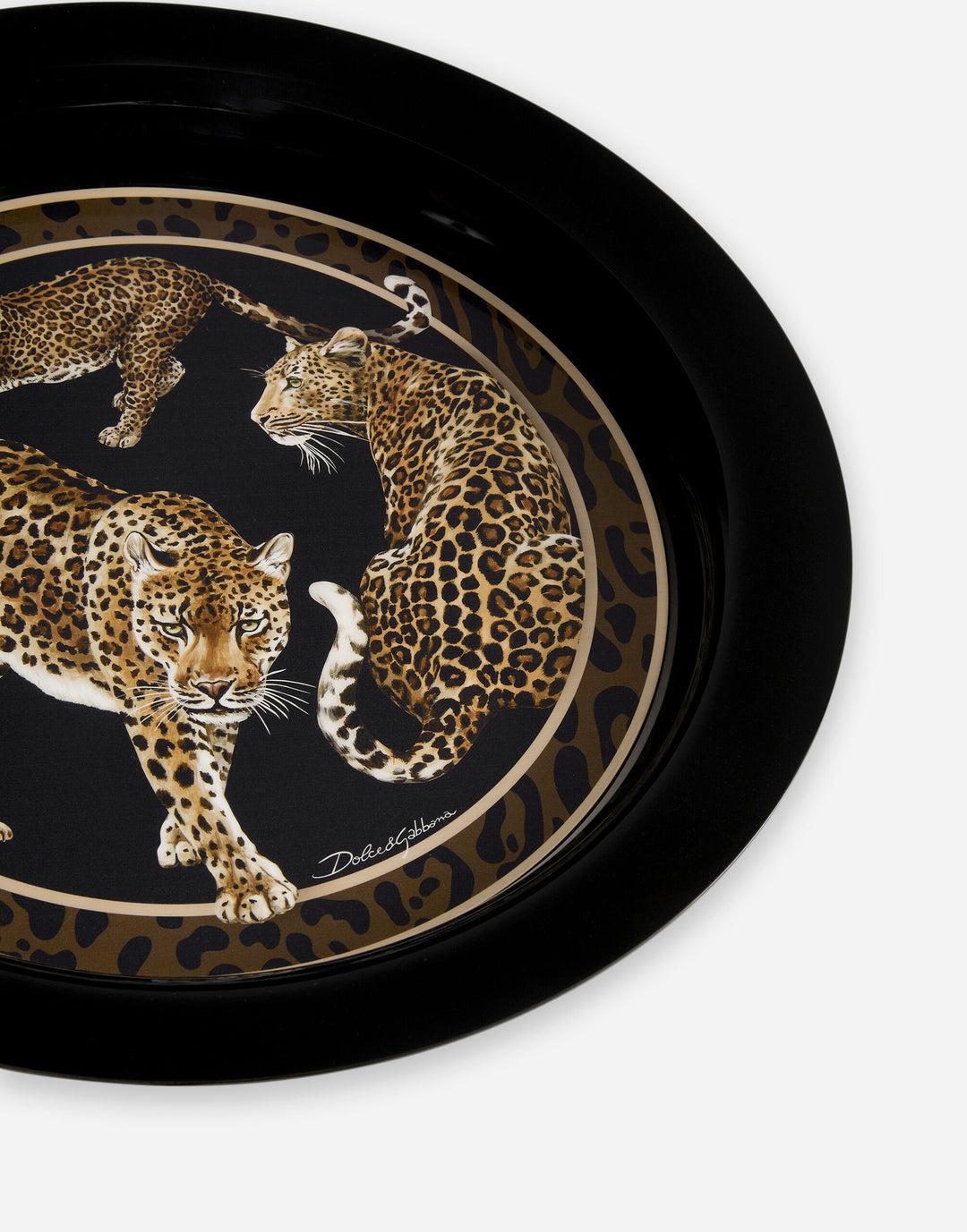 LEOPARD ROUND METAL TRAY Decorative Tray Dolce&Gabbana   