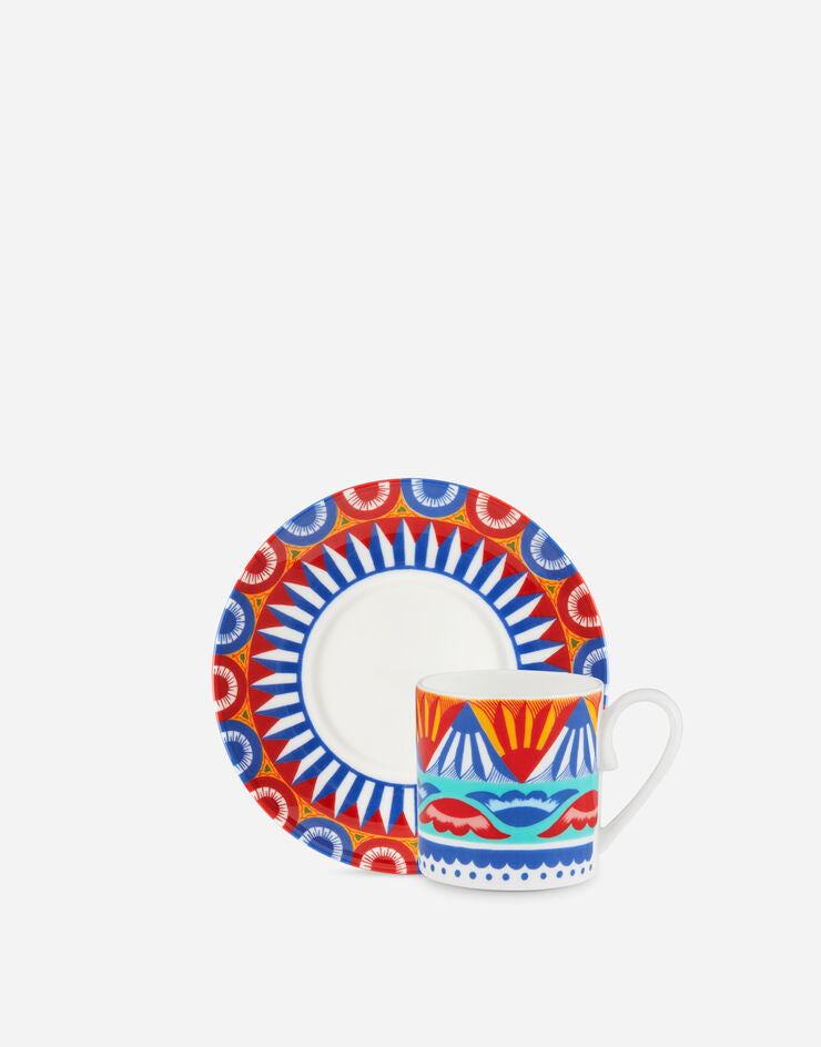 WHITE AND BLUE FINE PORCELAIN ESPRESSO CUP AND SAUCER SET Cup and Saucer Dolce&Gabbana   