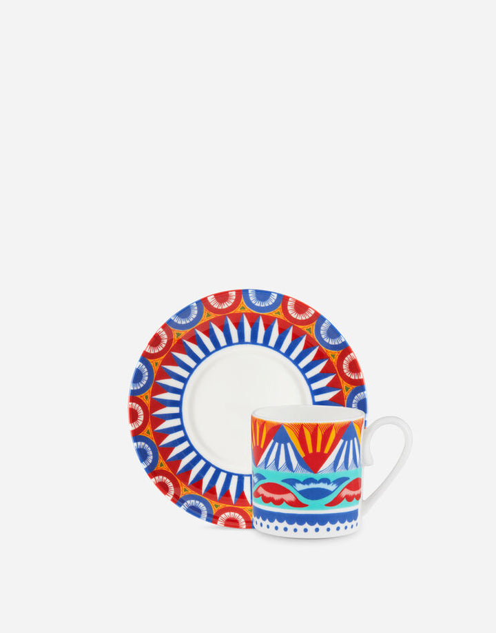 WHITE AND BLUE FINE PORCELAIN ESPRESSO CUP AND SAUCER SET Cup and Saucer Dolce&Gabbana   