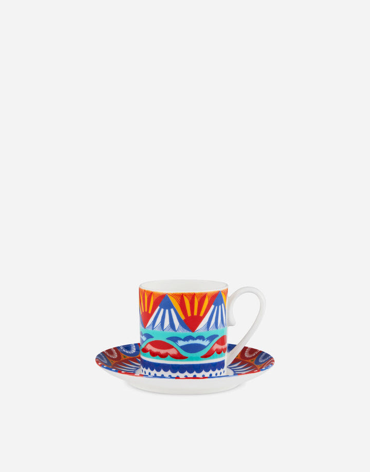 WHITE AND BLUE FINE PORCELAIN ESPRESSO CUP AND SAUCER SET Cup and Saucer Dolce&Gabbana   