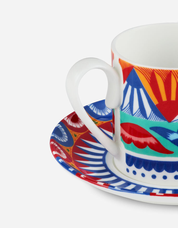 WHITE AND BLUE FINE PORCELAIN ESPRESSO CUP AND SAUCER SET Cup and Saucer Dolce&Gabbana   