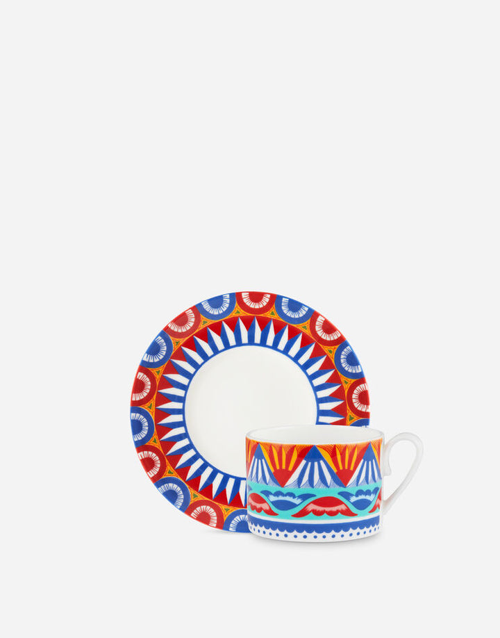 WHITE AND BLUE FINE PORCELAIN TEA CUP AND SAUCER SET Cup and Saucer Dolce&Gabbana   