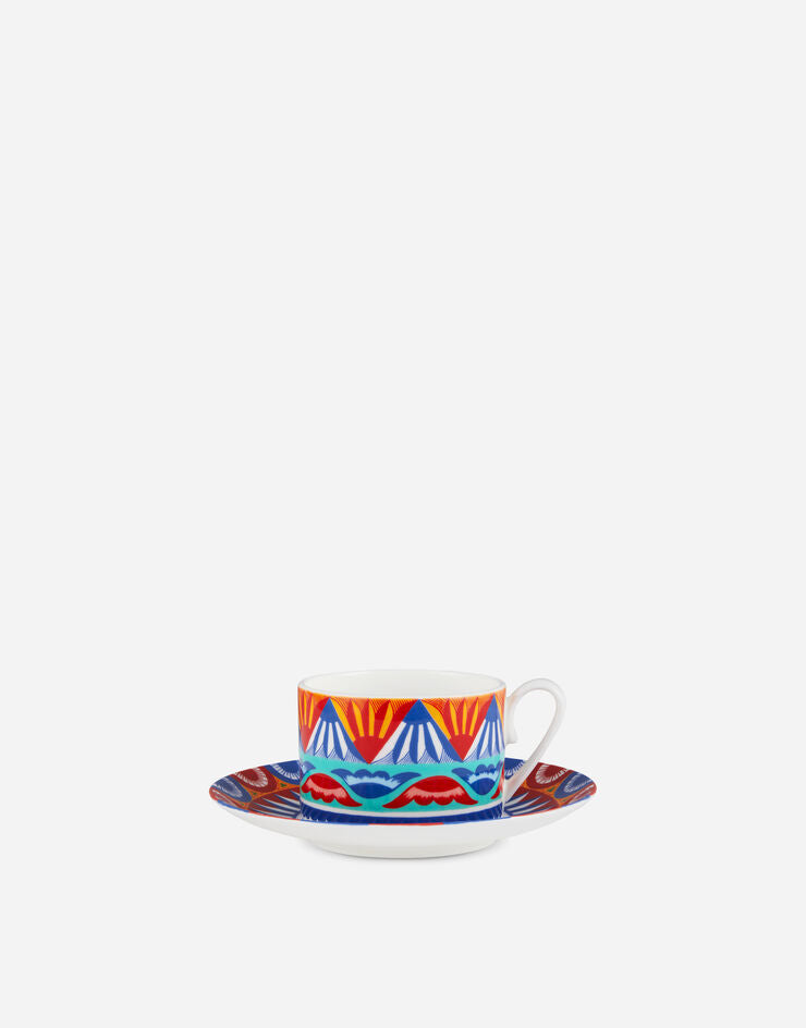 WHITE AND BLUE FINE PORCELAIN TEA CUP AND SAUCER SET Cup and Saucer Dolce&Gabbana   