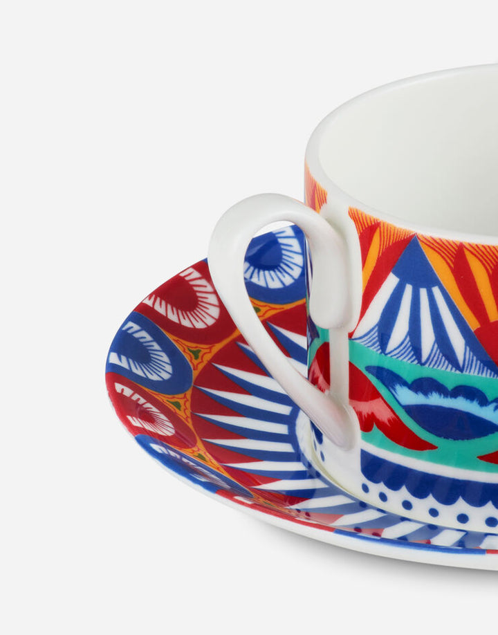 WHITE AND BLUE FINE PORCELAIN TEA CUP AND SAUCER SET Cup and Saucer Dolce&Gabbana   