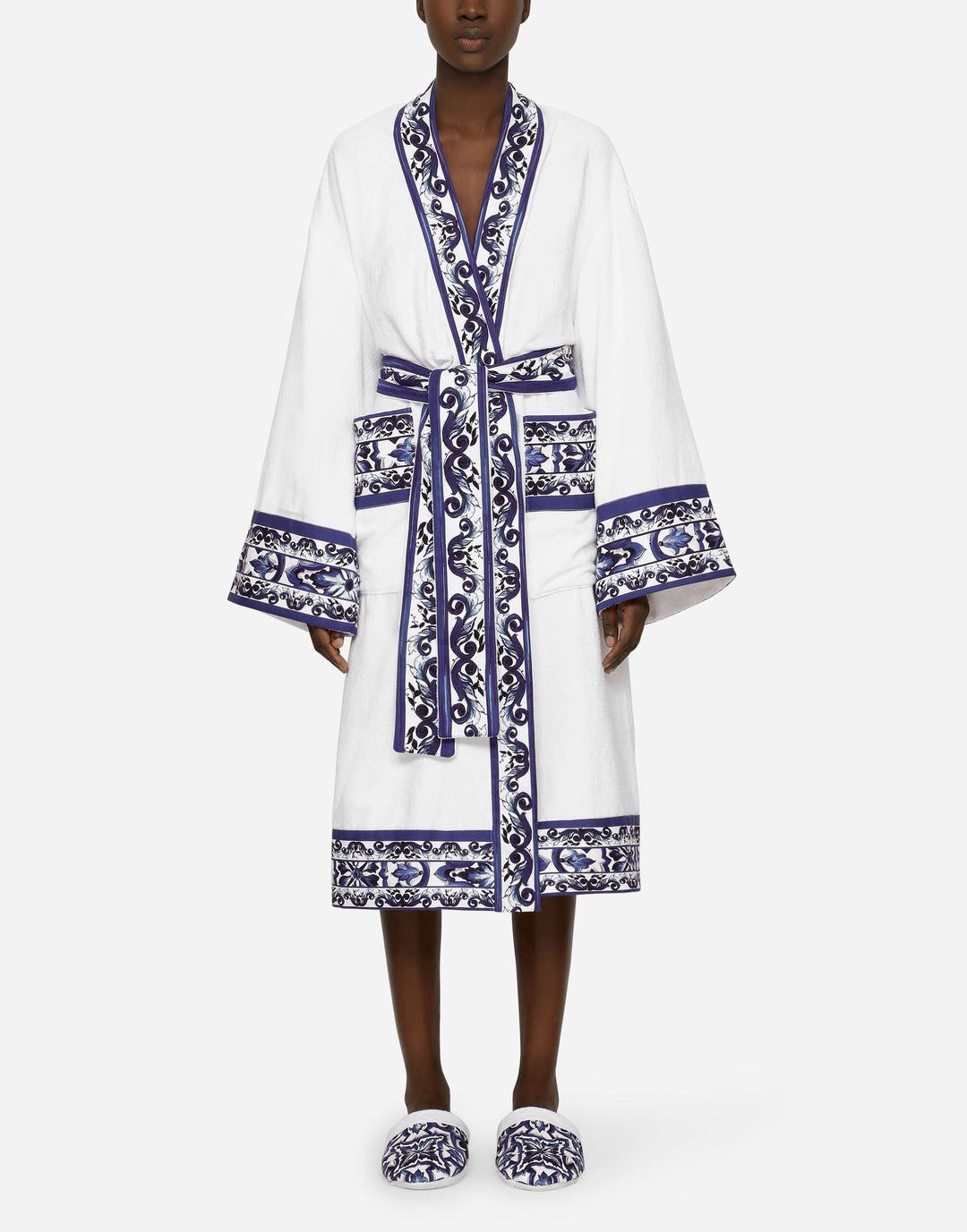 BLUE MEDITERRANEO BANDED BATHROBE Bathroom Accessories Dolce&Gabbana   