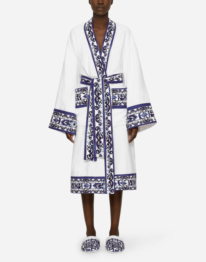 BLUE MEDITERRANEO BANDED BATHROBE Bathroom Accessories Dolce&Gabbana   