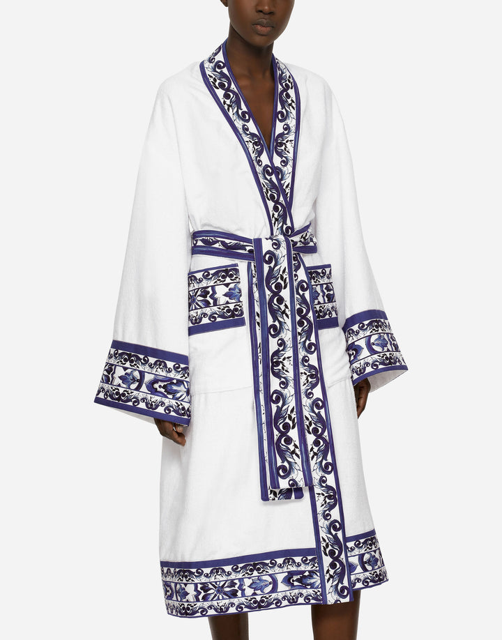 BLUE MEDITERRANEO BANDED BATHROBE Bathroom Accessories Dolce&Gabbana   