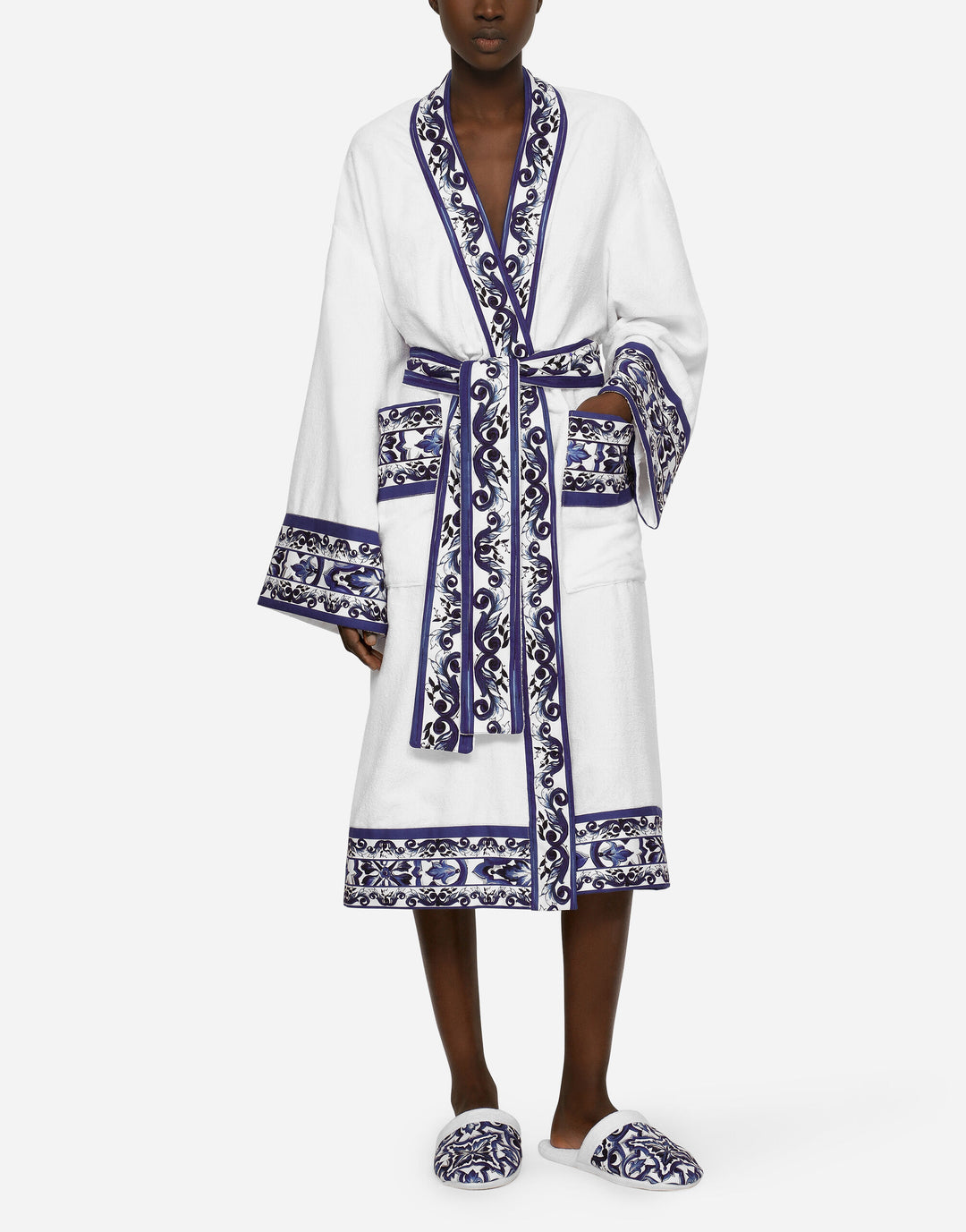 BLUE MEDITERRANEO BANDED BATHROBE Bathroom Accessories Dolce&Gabbana   