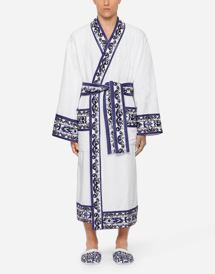 BLUE MEDITERRANEO BANDED BATHROBE Bathroom Accessories Dolce&Gabbana   