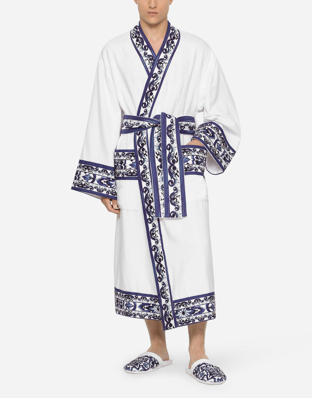 BLUE MEDITERRANEO BANDED BATHROBE Bathroom Accessories Dolce&Gabbana   