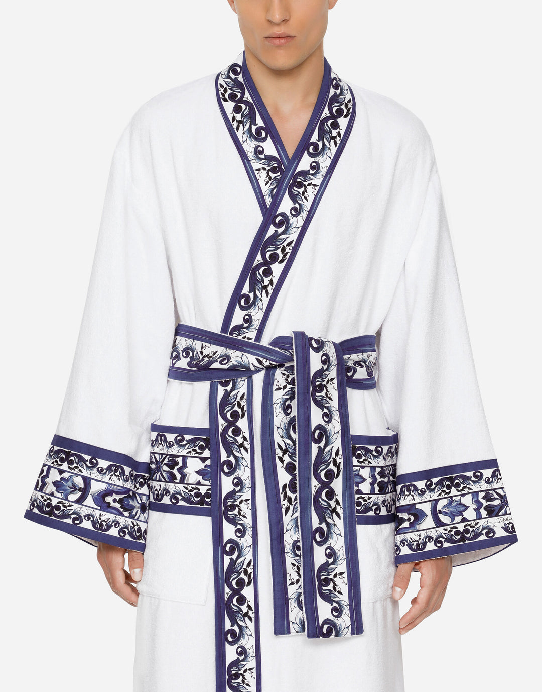 BLUE MEDITERRANEO BANDED BATHROBE Bathroom Accessories Dolce&Gabbana   