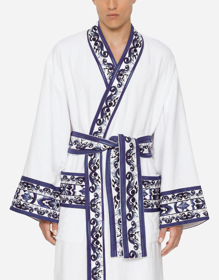 BLUE MEDITERRANEO BANDED BATHROBE Bathroom Accessories Dolce&Gabbana   