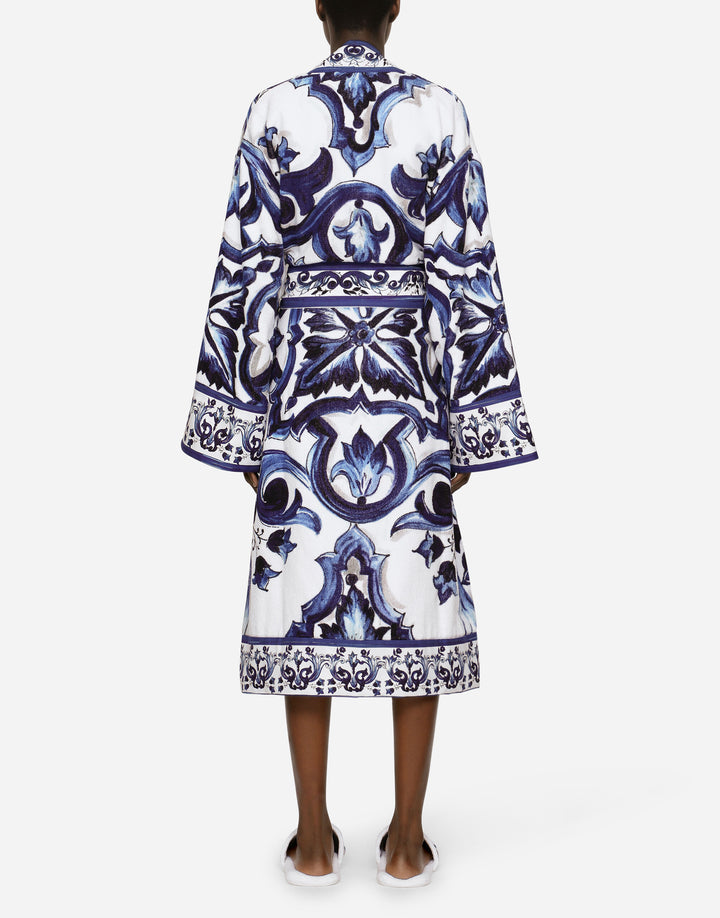 ALL OVER BLUE MEDITERRANEO BATHROBE Bathroom Accessories Dolce&Gabbana   