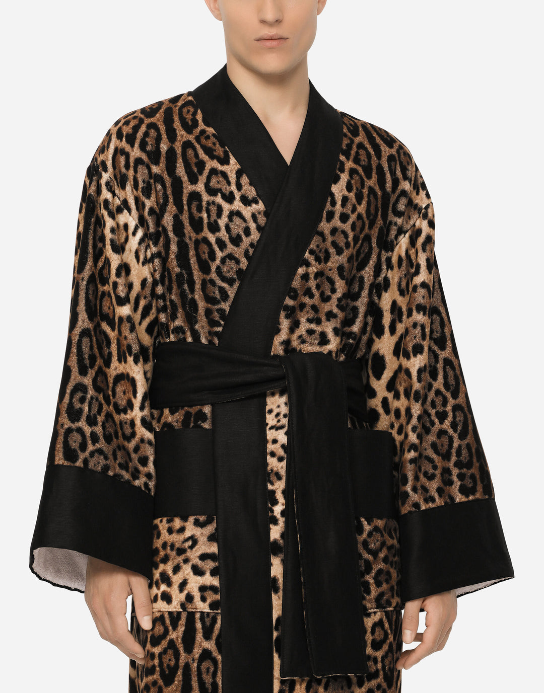 トップス LEOPARD PIPING LINEN ROBE LEOPARD PIPING LINEN ROBE