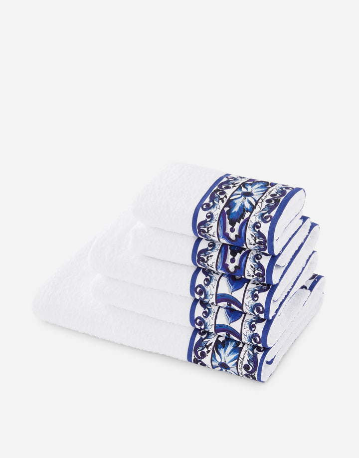 SET OF 5 BLUE MEDITERRANEO BANDED TOWELS Bathroom Accessories Dolce&Gabbana   