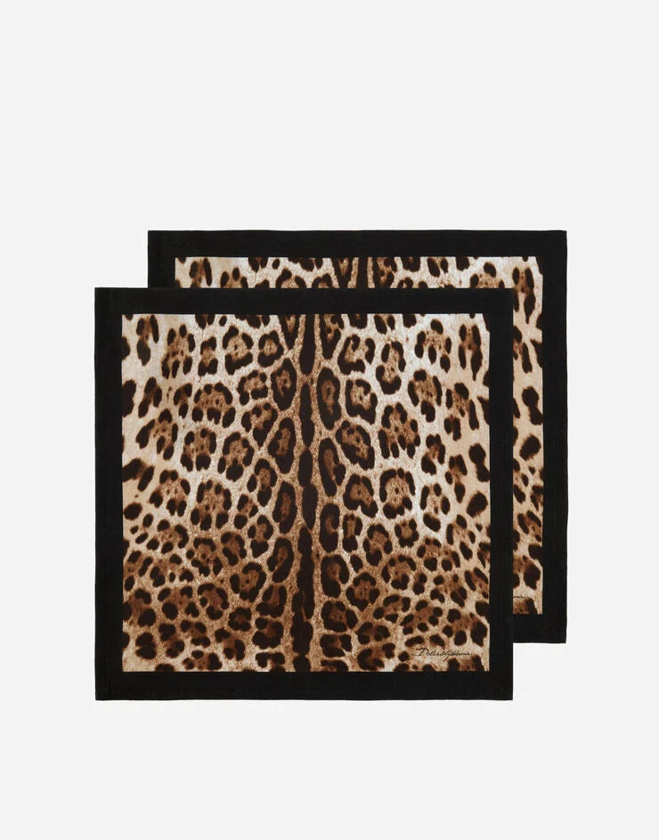 ALL OVER LEOPARD SET OF 2 LINEN NAPKINS  Dolce&Gabbana   
