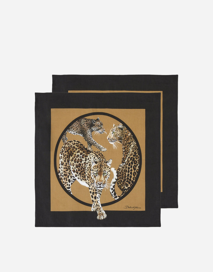 LEOPARD SET OF 2 LINEN NAPKINS Kitchen & Dinning Room Dolce&Gabbana   