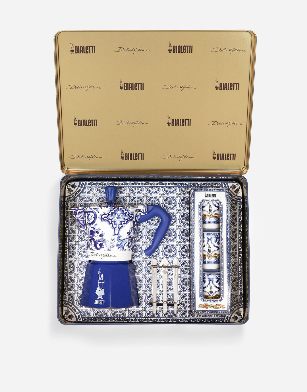 Moka Box large + 3 Porcelain cups & 3 Silver stir sticks BIALETTI DOLCE&GABBANA Tea & Coffee Dolce&Gabbana