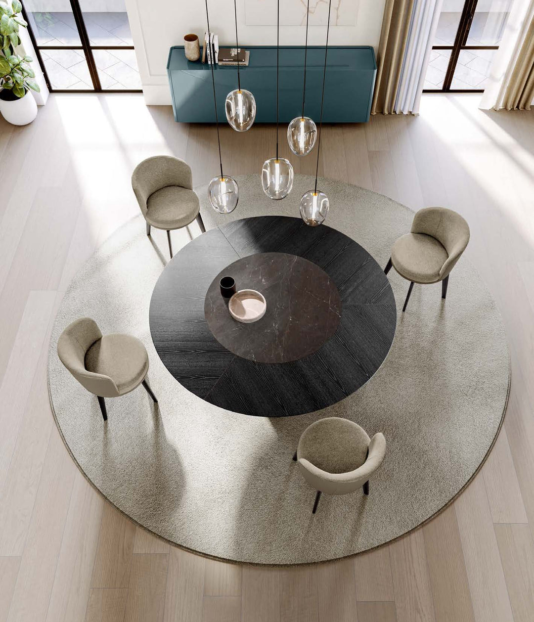 TEO CERAMIC & WOOD TOP KING TABLE Dining Table Eforma