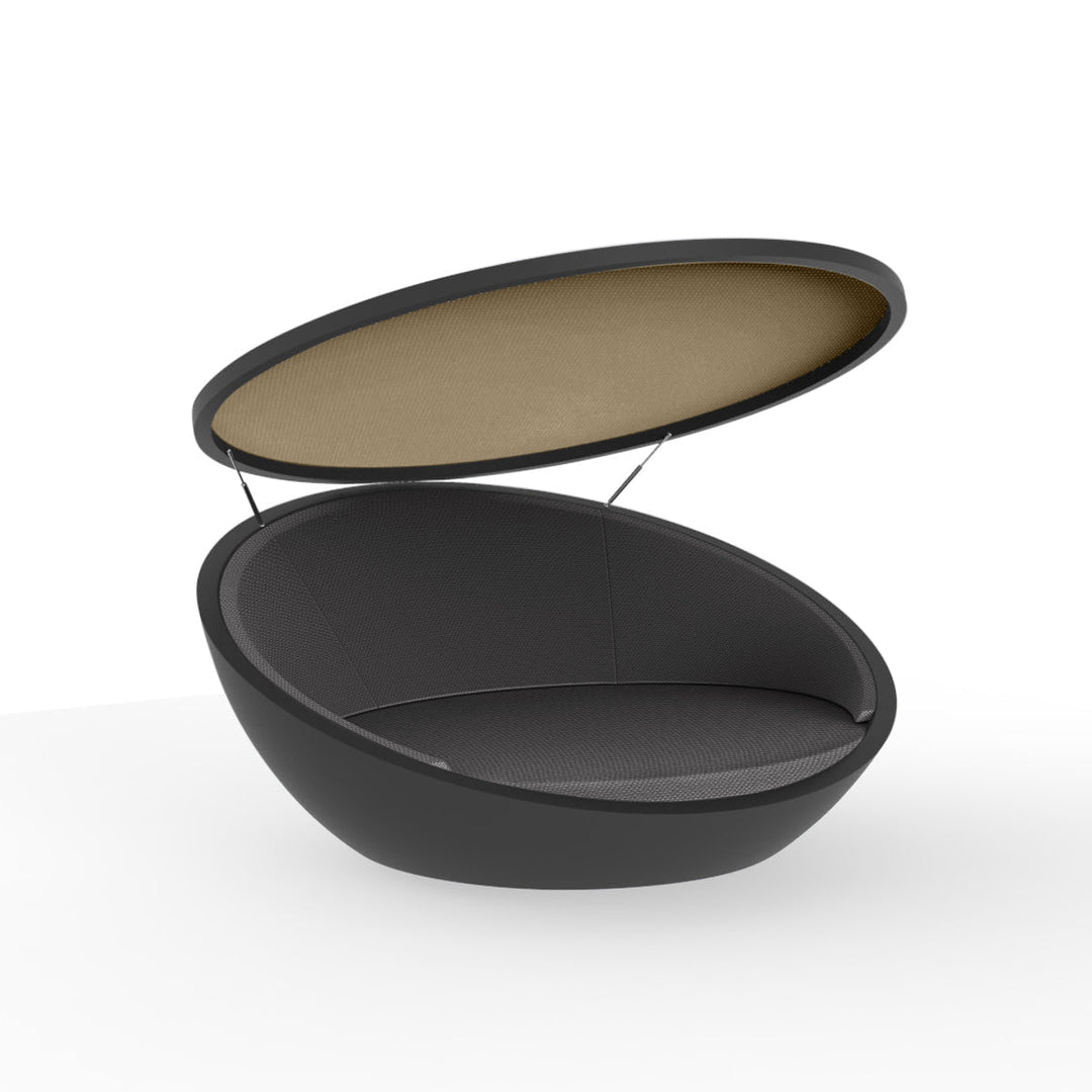 Ulm Daybed with Parasol Outdoor Vondom Anthracite / Crevin Anthracite 1311 Beige Sunvision