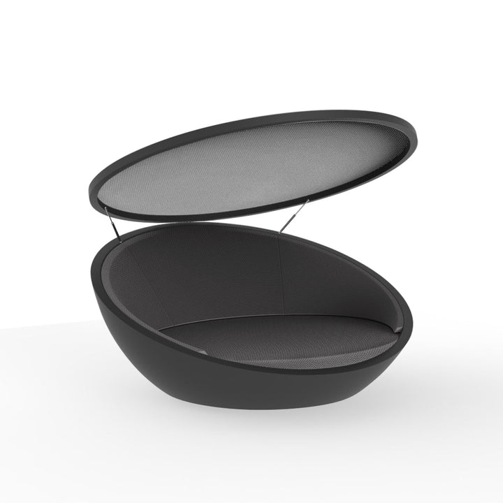 Ulm Daybed with Parasol Outdoor Vondom Anthracite / Crevin Anthracite 1311 Steel Sunvision