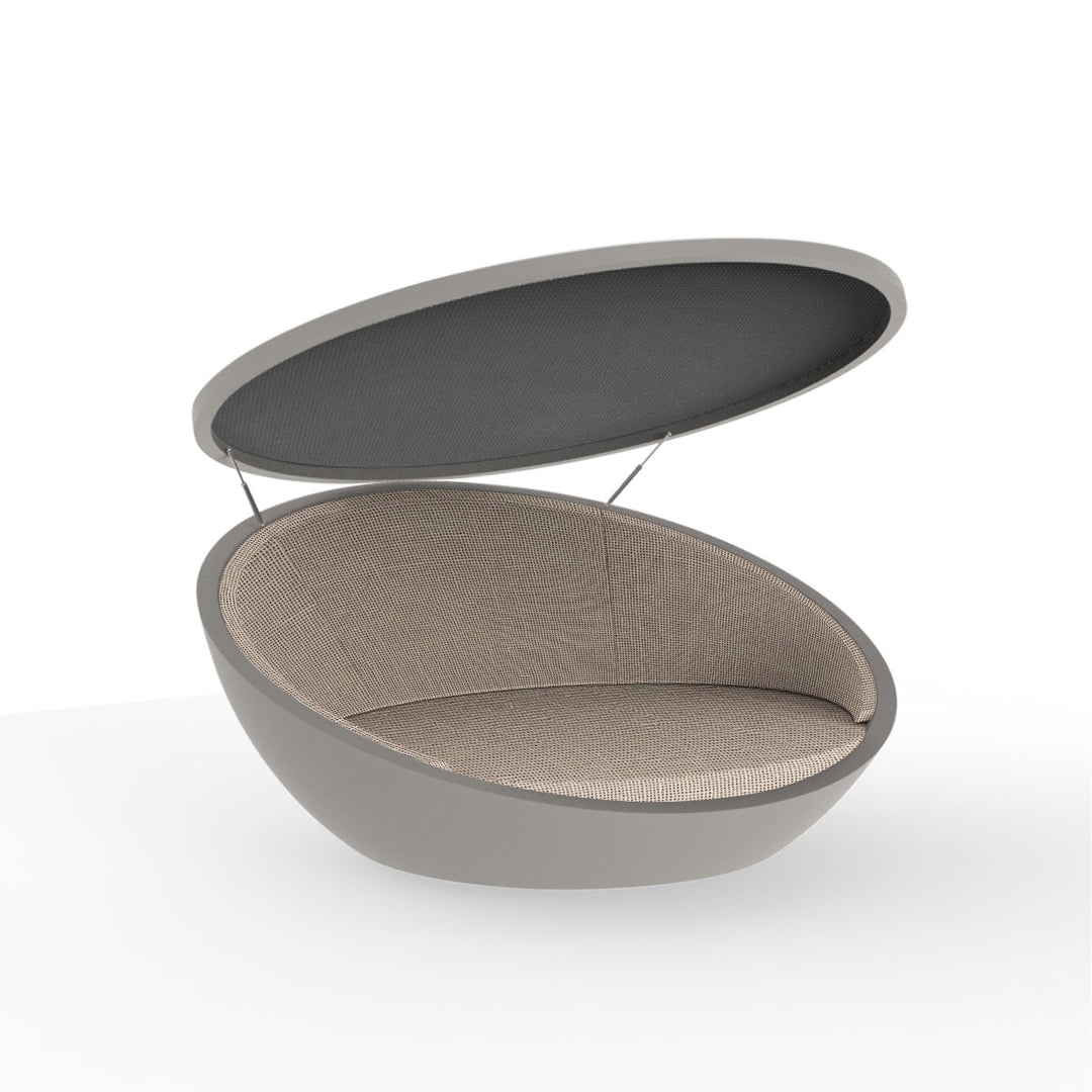 Ulm Daybed with Parasol Outdoor Vondom Taupe / Glad Terra 1039 Anthracite Sunvision