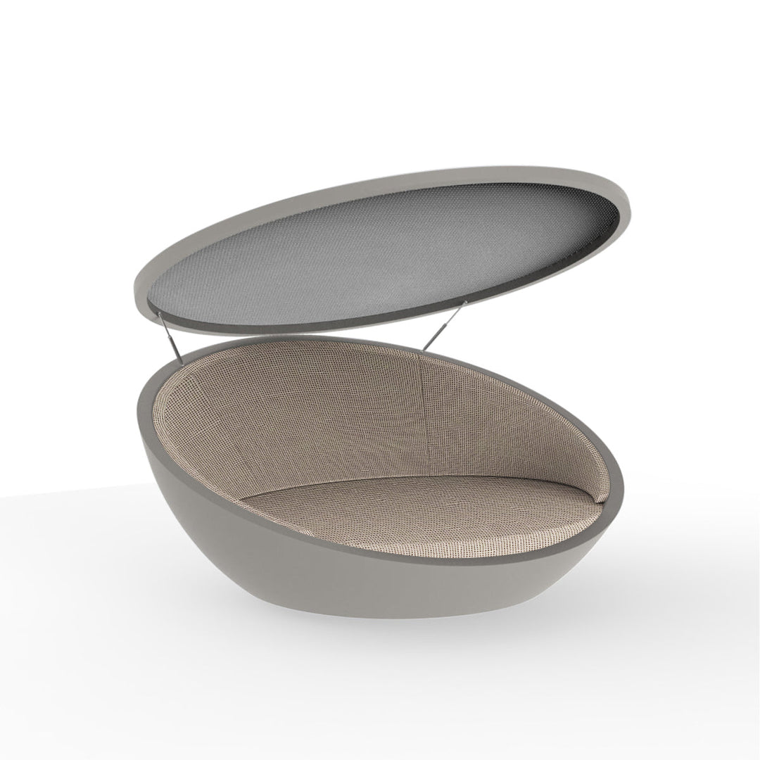 Ulm Daybed with Parasol Outdoor Vondom Taupe / Glad Terra 1039 Steel Sunvision