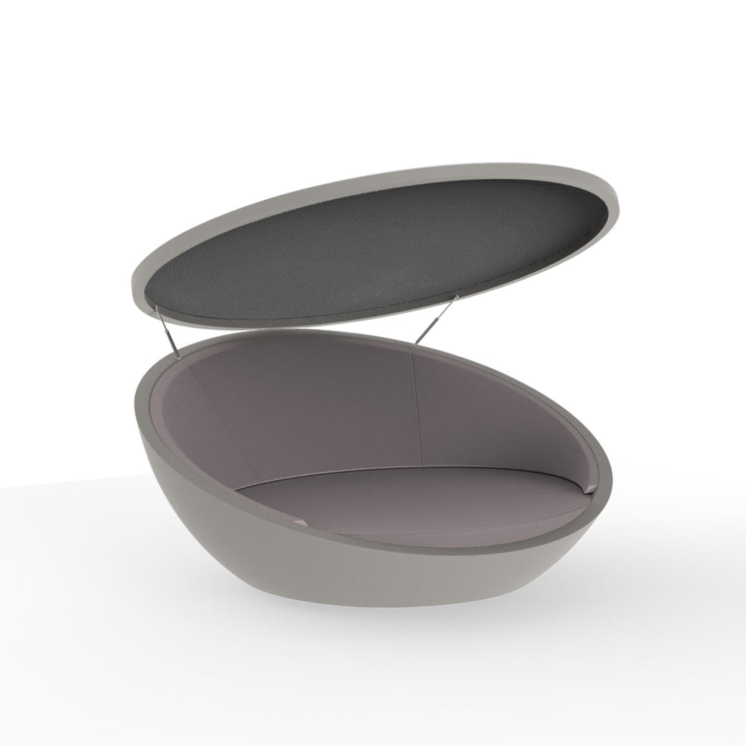 Ulm Daybed with Parasol Outdoor Vondom Taupe / Silvertex Taupe 1209 Anthracite Sunvision