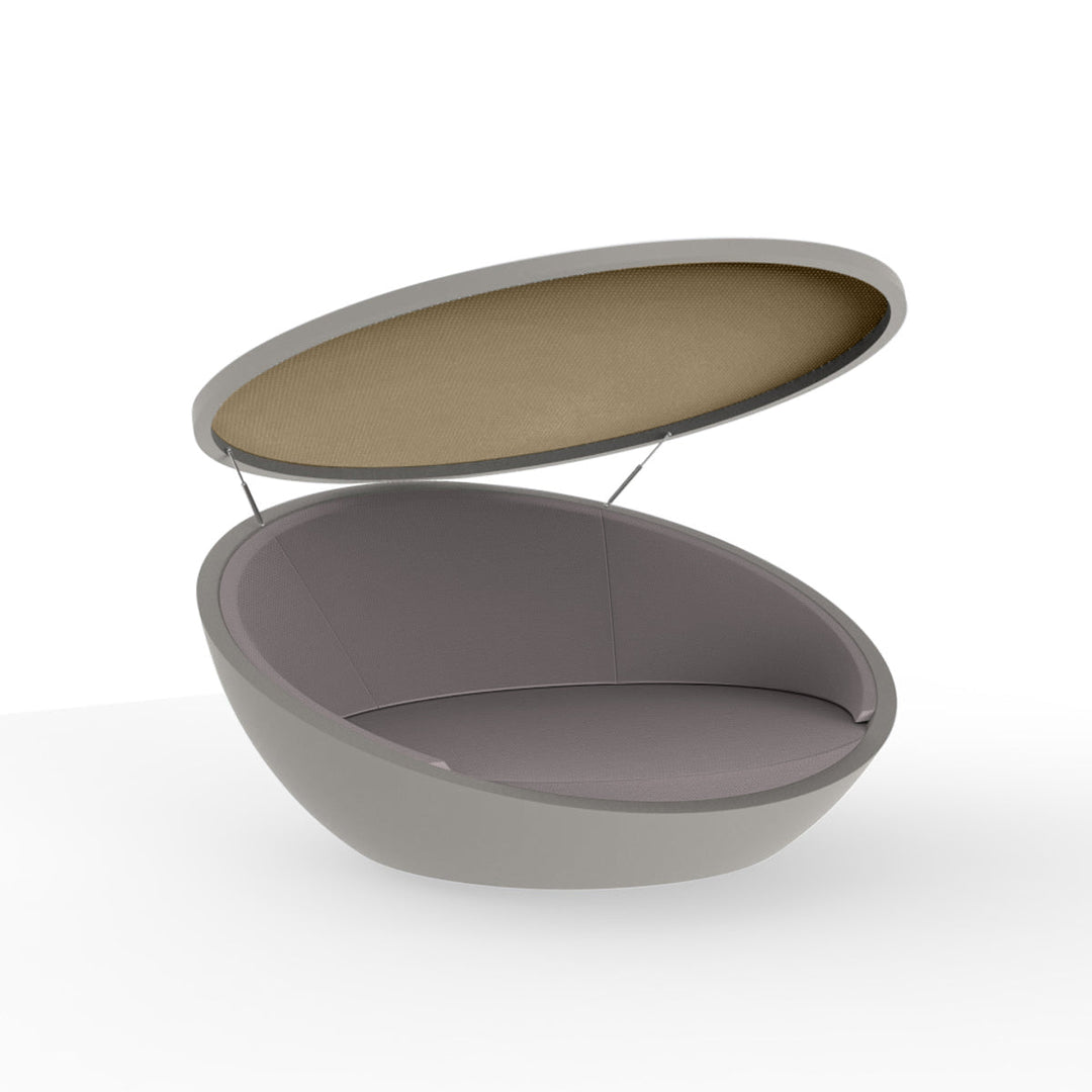 Ulm Daybed with Parasol Outdoor Vondom Taupe / Silvertex Taupe 1209 Beige Sunvision