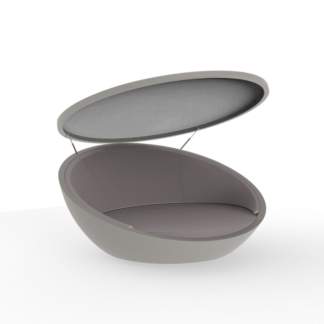 Ulm Daybed with Parasol Outdoor Vondom Taupe / Silvertex Taupe 1209 Steel Sunvision