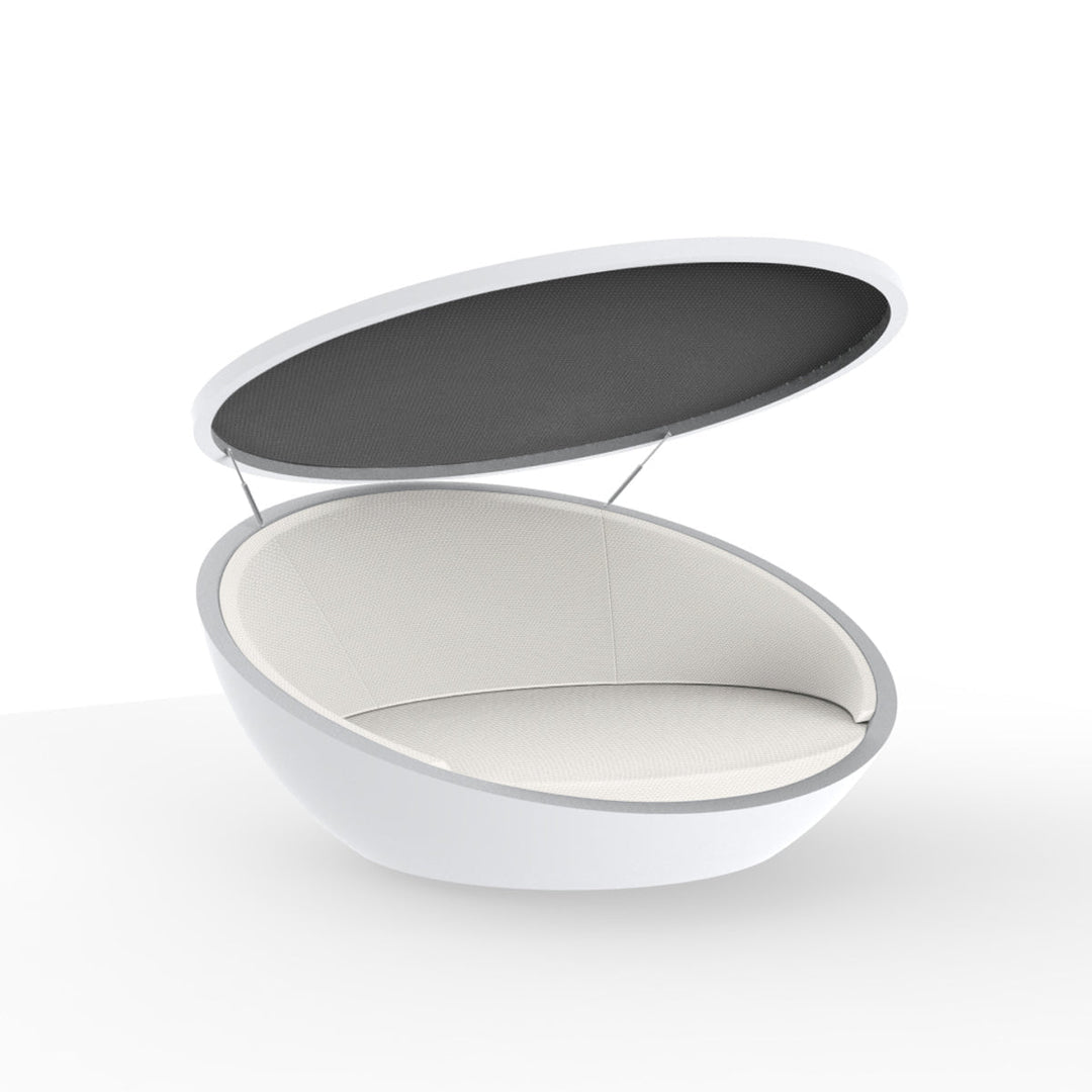 Ulm Daybed with Parasol Outdoor Vondom White / Crevin White 1308 Anthracite Sunvision