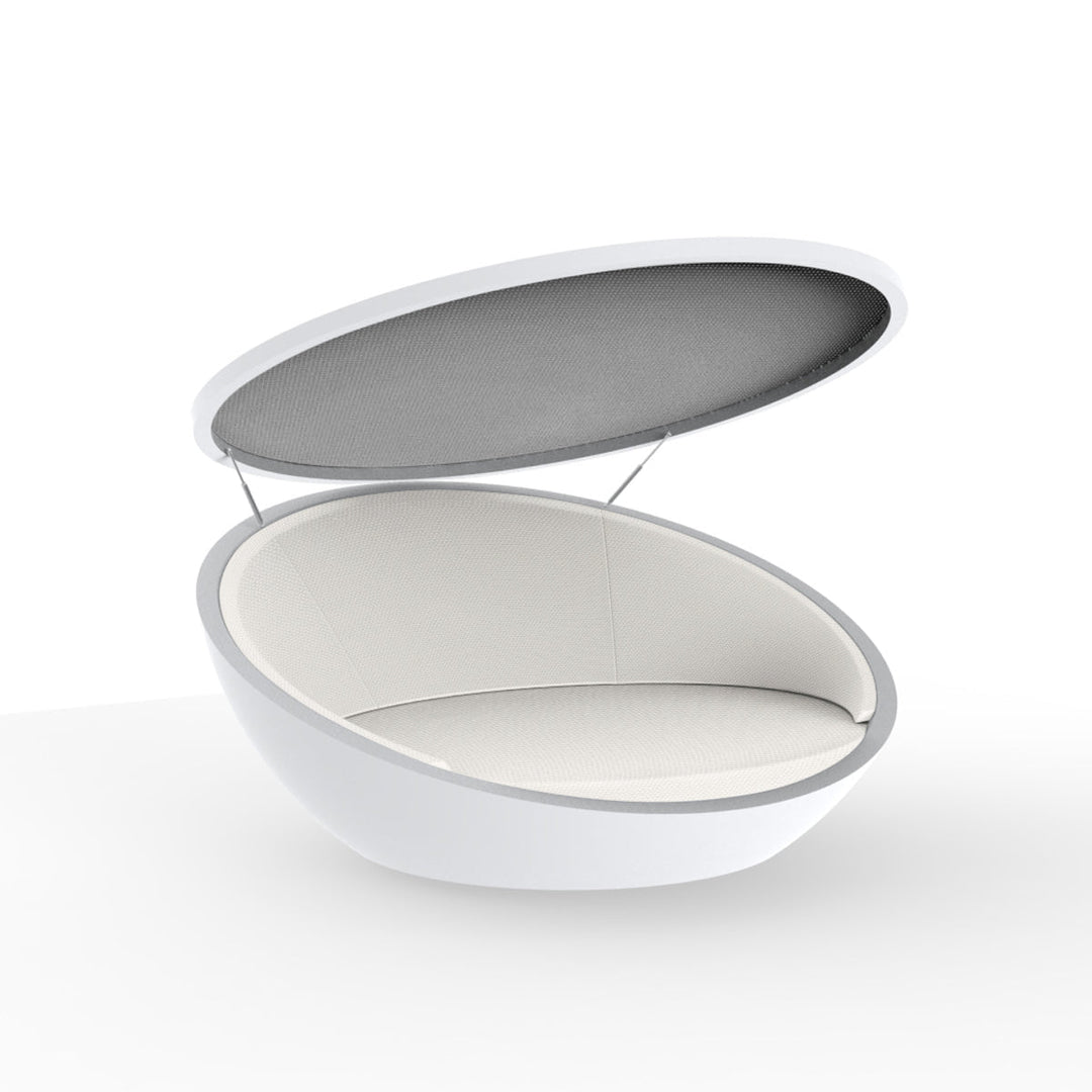 Ulm Daybed with Parasol Outdoor Vondom White / Crevin White 1308 Steel Sunvision