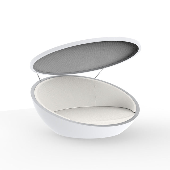 Ulm Daybed with Parasol Outdoor Vondom White / Crevin White 1308 Steel Sunvision