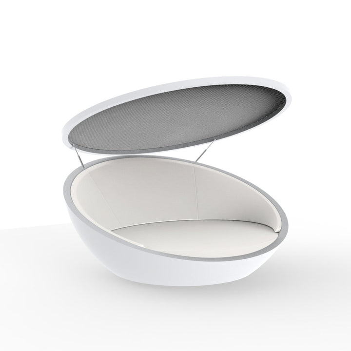 Ulm Daybed with Parasol Outdoor Vondom White / Silvertex White 1219 Steel Sunvision