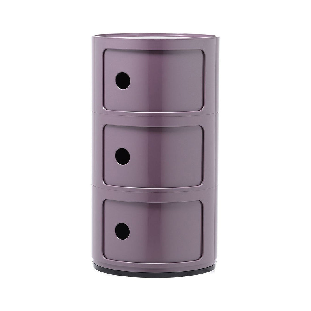 Componibili Round Storage Accent Tables Kartell Violet Glossy 3 Elements: 12.6 in Dia x 23 in H