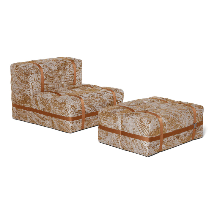 Haybale Lounge Chair with Footstool Chairs Moooi Wabi Sabi / Cognac