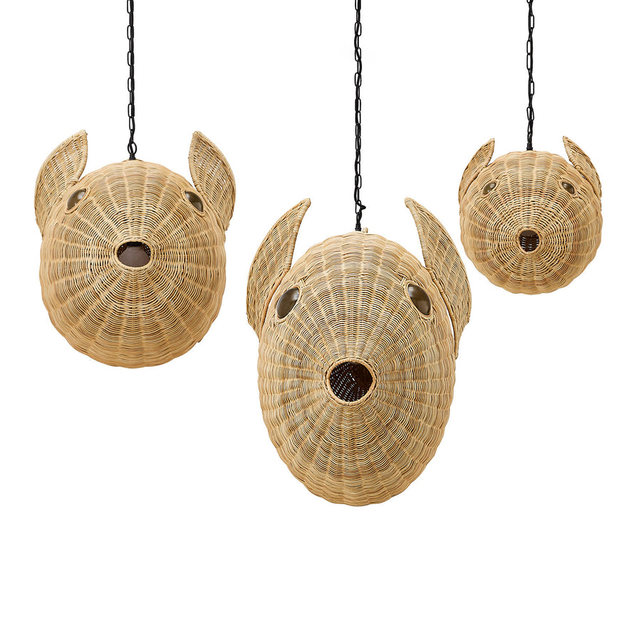 Wicker Blowfish Medium Pendant Jonathan Adler