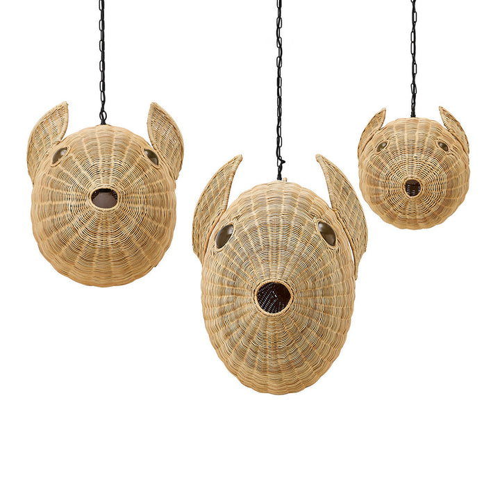 Wicker Blowfish Large Pendant Jonathan Adler